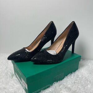 Lauren Lorraine Black Textured Heels